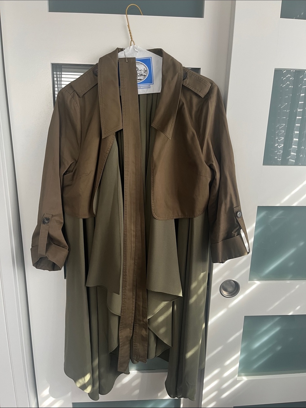 Line & Dot Olive Layered Trench Coat